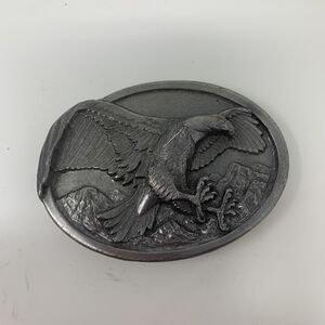 Vintage Bergamot Brass Works Pewter Eagle Belt Buckle USA Bird Wildlife Art